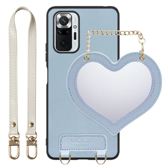 [ LOOF CHARM-SHELL Series ] Xiaomi Redmi Note 10 Pro redminote10pro note10pro redminote 10pro スマホケース  ハートのミラーチャーム付き シンプル 背面カバー スマホケース ストラップ付 本革 [ Redmi Note 10 Pro ]