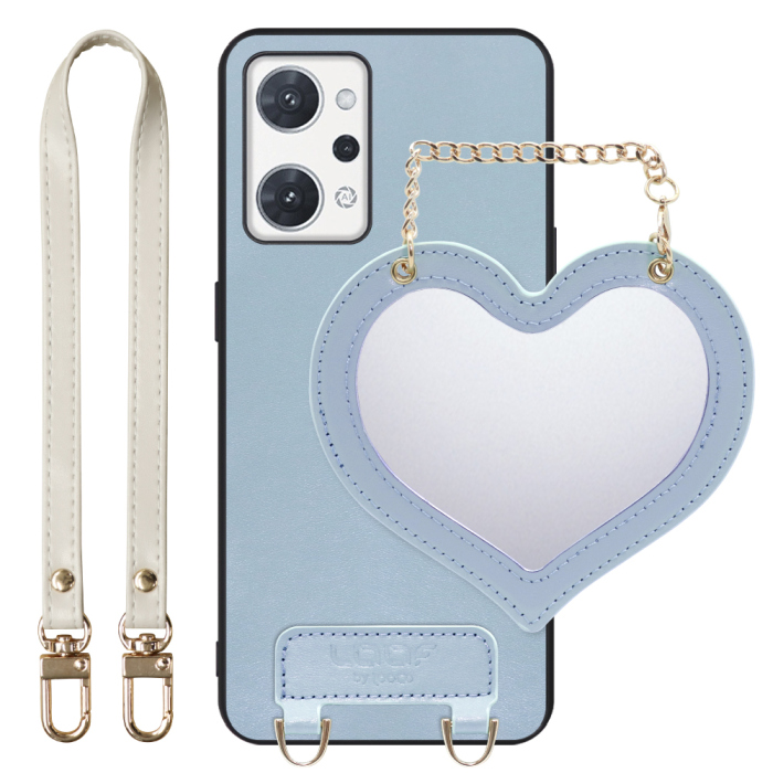 [ LOOF CHARM-SHELL Series ] OPPO Reno7 A / Reno9 A OPG04 / CPH2523 reno7a reno 7a reno9a reno 9a スマホケース  ハートのミラーチャーム付き シンプル 背面カバー スマホケース ストラップ付 本革 [ OPPO Reno7 A / Reno9 A ]