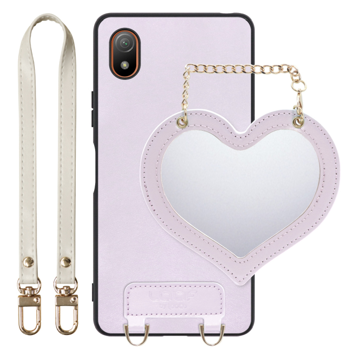 [ LOOF CHARM-SHELL Series ] Xperia Ace III SO-53C / SOG08 aceⅢ ace3 スマホケース  ハートのミラーチャーム付き シンプル 背面カバー スマホケース ストラップ付 本革 [ Xperia Ace III ]