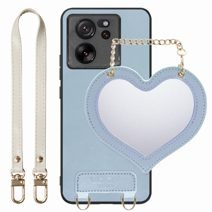 [ LOOF CHARM-SHELL Series ] Xiaomi 13T / 13T Pro XIG04 13 T 13TPro スマホケース  ハートのミラーチャーム付き シンプル 背面カバー スマホケース ストラップ付 本革 [ Xiaomi 13T / 13T Pro ]