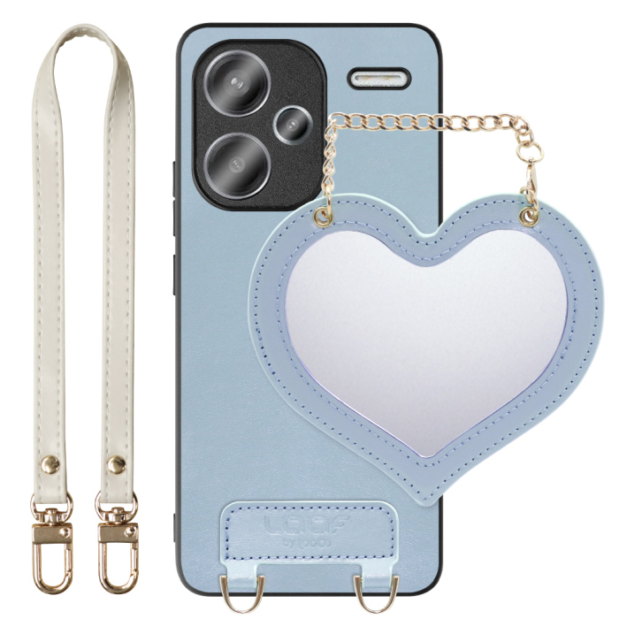 [ LOOF CHARM-SHELL Series ] Xiaomi Redmi Note 13 Pro+ 5G  スマホケース  ハートのミラーチャーム付き シンプル 背面カバー スマホケース ストラップ付 本革 [ Redmi Note 13 Pro+ 5G ]