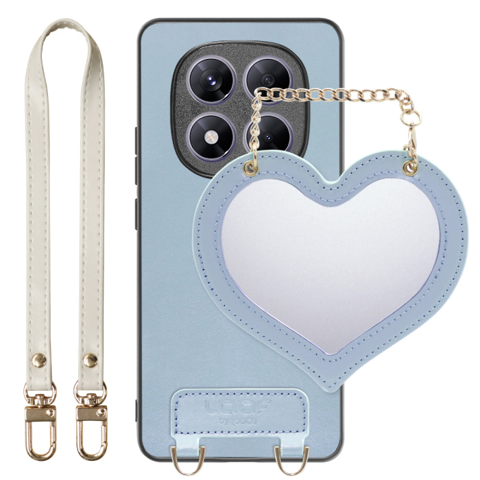 [ LOOF CHARM-SHELL Series ] Redmi Note 14 Pro 5G Xiaomi シャオミ スマホケース  ハートのミラーチャーム付き シンプル 背面カバー スマホケース ストラップ付 本革 [ Redmi Note 14 Pro 5G ]