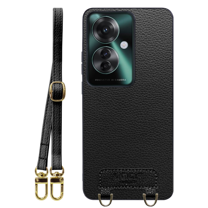 [ LOOF LUXURY-SHELL SHOULDER ] OPPO Reno11 A  ショルダーストラップ付き シンプルでスマート 本革 シェル型ケース ショルダー ストラップ スマホショルダー [ OPPO Reno11 A ]