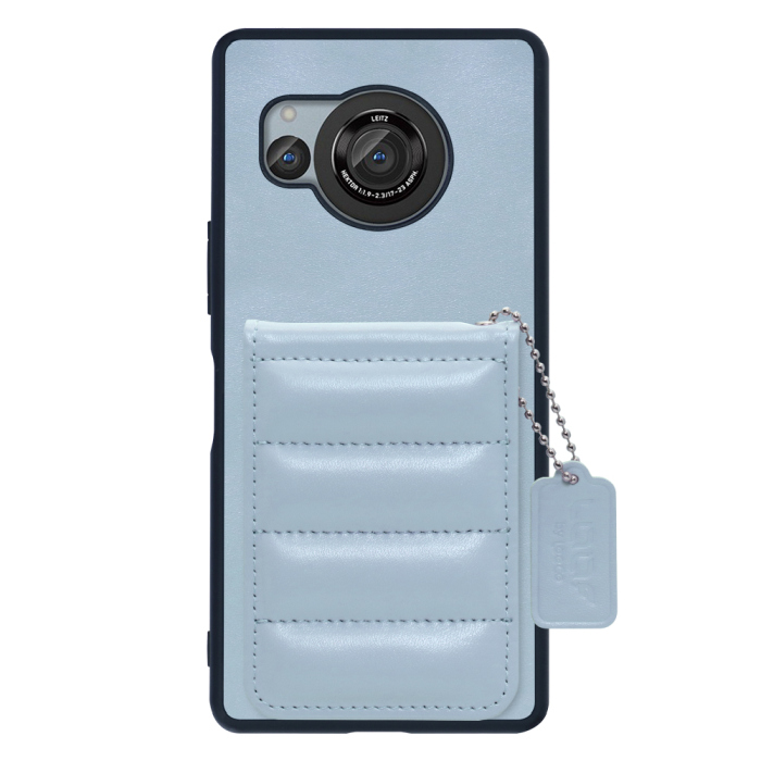 [ LOOF SWEET-SHELL CARD ] AQUOS R8 SH-52D AQUOSR8 スマホケース キルティング加工のカードケース付き マグネット内蔵 カード収納 本革 レザータグ＆チェーン付き パステルカラー [ AQUOS R8 ]