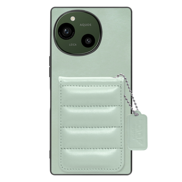 [ LOOF SWEET-SHELL CARD ] AQUOS R9 / R10 SH-51E SH-51F スマホケース キルティング加工のカードケース付き マグネット内蔵 カード収納 本革 レザータグ＆チェーン付き パステルカラー [ AQUOS R9 / R10 ]