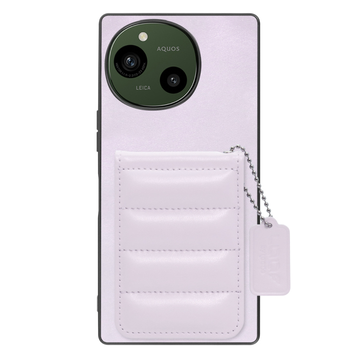 [ LOOF SWEET-SHELL CARD ] AQUOS R9 / R10 SH-51E SH-51F スマホケース キルティング加工のカードケース付き マグネット内蔵 カード収納 本革 レザータグ＆チェーン付き パステルカラー [ AQUOS R9 / R10 ]