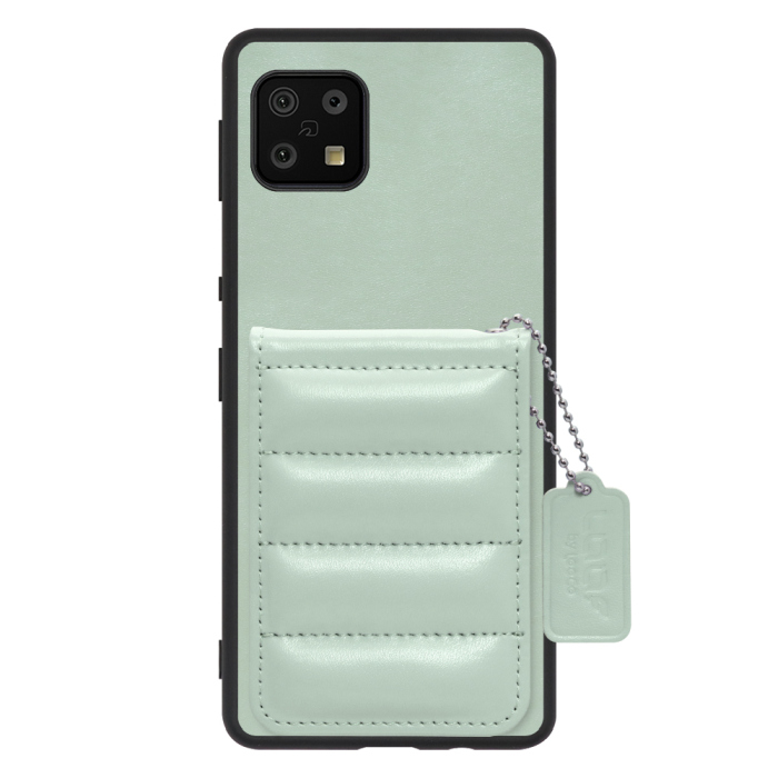 [ LOOF SWEET-SHELL CARD ] AQUOS sense6s /sense6 sense 6s 6 スマホケース キルティング加工のカードケース付き マグネット内蔵 カード収納 本革 レザータグ＆チェーン付き パステルカラー [ AQUOS sense6/sense6s ]