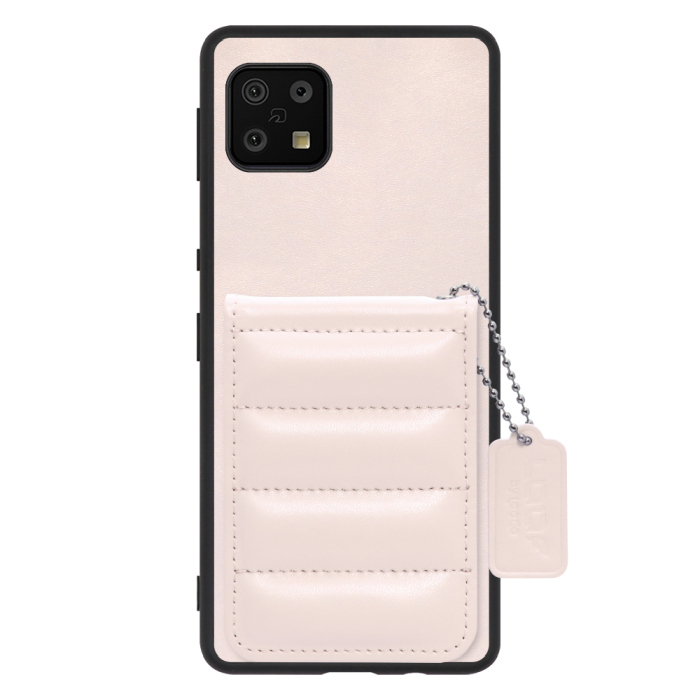 [ LOOF SWEET-SHELL CARD ] AQUOS sense6s /sense6 sense 6s 6 スマホケース キルティング加工のカードケース付き マグネット内蔵 カード収納 本革 レザータグ＆チェーン付き パステルカラー [ AQUOS sense6/sense6s ]