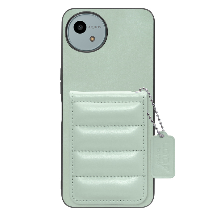 [ LOOF SWEET-SHELL CARD ] AQUOS wish4 SH-52E スマホケース キルティング加工のカードケース付き マグネット内蔵 カード収納 本革 レザータグ＆チェーン付き パステルカラー [ AQUOS wish4 ]