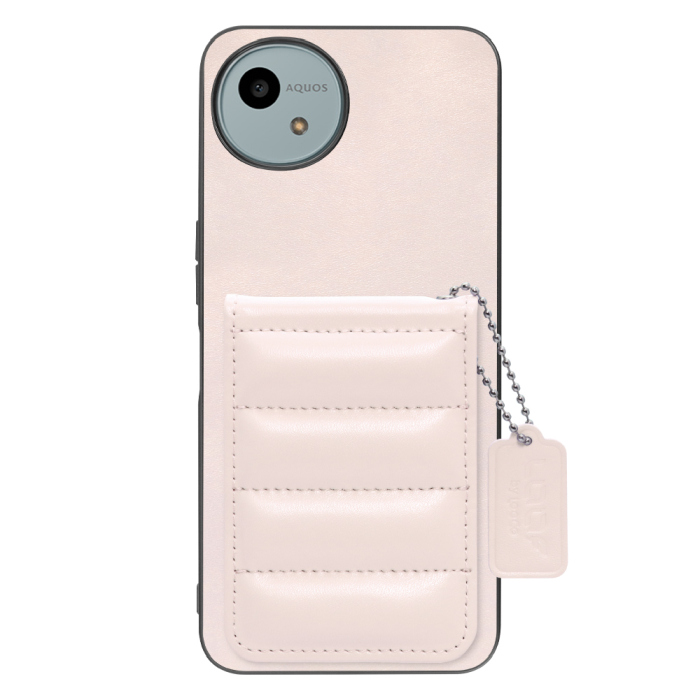 [ LOOF SWEET-SHELL CARD ] AQUOS wish4 SH-52E スマホケース キルティング加工のカードケース付き マグネット内蔵 カード収納 本革 レザータグ＆チェーン付き パステルカラー [ AQUOS wish4 ]