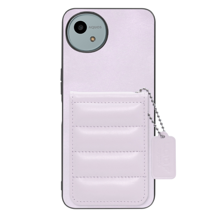 [ LOOF SWEET-SHELL CARD ] AQUOS wish4 SH-52E スマホケース キルティング加工のカードケース付き マグネット内蔵 カード収納 本革 レザータグ＆チェーン付き パステルカラー [ AQUOS wish4 ]