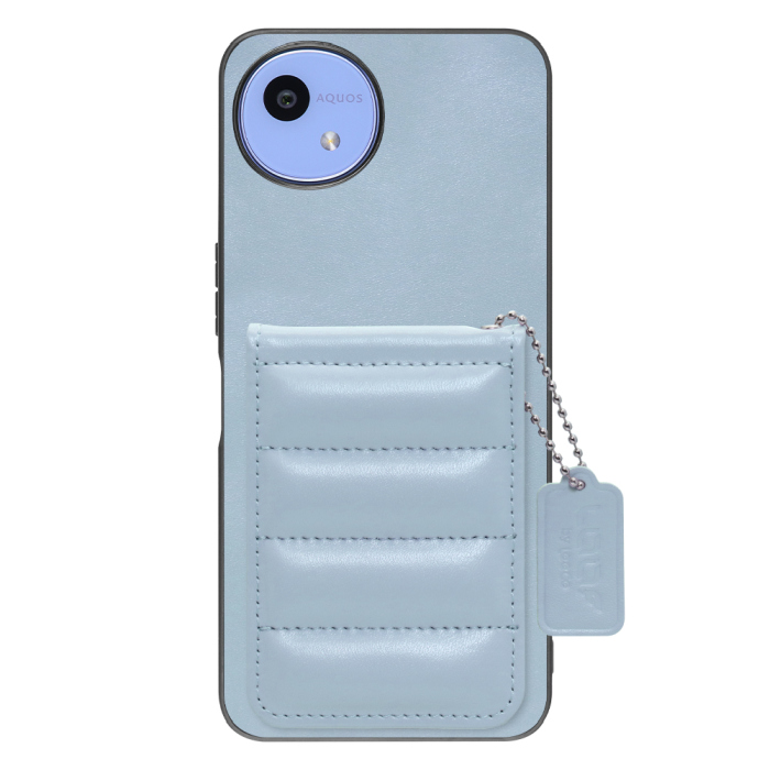 [ LOOF SWEET-SHELL CARD ] AQUOS wish5 アクオス SH-52F スマホケース キルティング加工のカードケース付き マグネット内蔵 カード収納 本革 レザータグ＆チェーン付き パステルカラー [ AQUOS wish5 ]