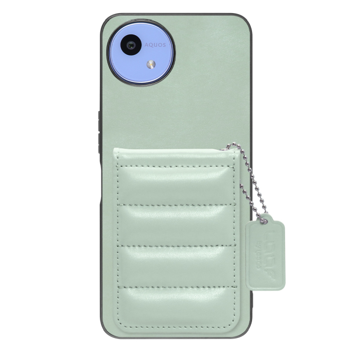 [ LOOF SWEET-SHELL CARD ] AQUOS wish5 アクオス SH-52F スマホケース キルティング加工のカードケース付き マグネット内蔵 カード収納 本革 レザータグ＆チェーン付き パステルカラー [ AQUOS wish5 ]