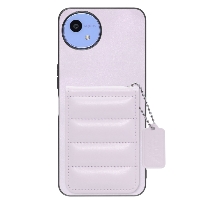 [ LOOF SWEET-SHELL CARD ] AQUOS wish5 アクオス SH-52F スマホケース キルティング加工のカードケース付き マグネット内蔵 カード収納 本革 レザータグ＆チェーン付き パステルカラー [ AQUOS wish5 ]
