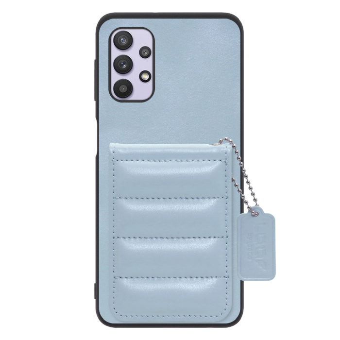 [ LOOF SWEET-SHELL CARD ] Galaxy A32 5G SCG08 a325g スマホケース キルティング加工のカードケース付き マグネット内蔵 カード収納 本革 レザータグ＆チェーン付き パステルカラー [ Galaxy A32 5G ]