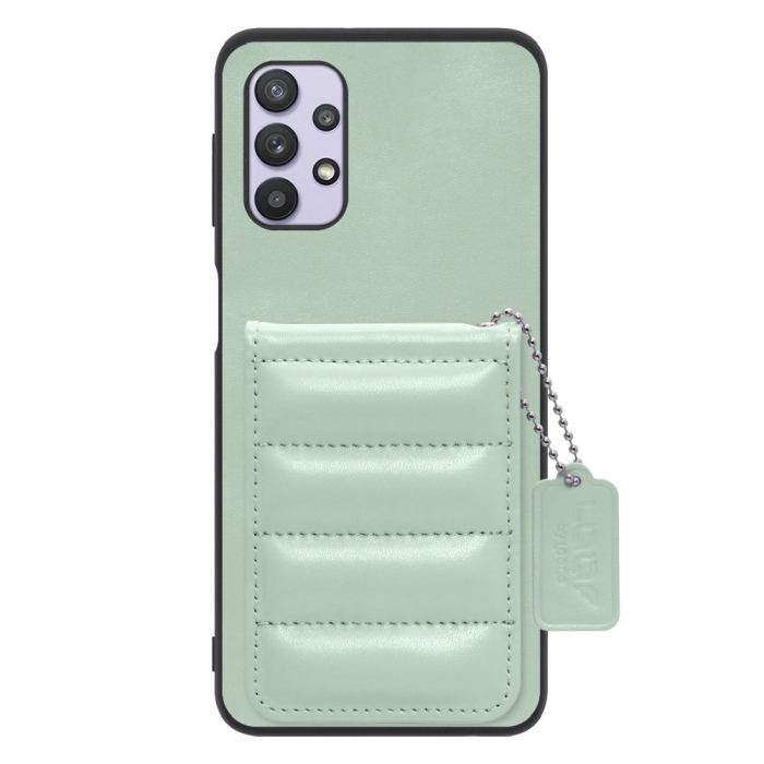 [ LOOF SWEET-SHELL CARD ] Galaxy A32 5G SCG08 a325g スマホケース キルティング加工のカードケース付き マグネット内蔵 カード収納 本革 レザータグ＆チェーン付き パステルカラー [ Galaxy A32 5G ]