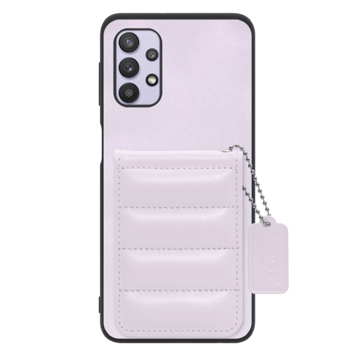 [ LOOF SWEET-SHELL CARD ] Galaxy A32 5G SCG08 a325g スマホケース キルティング加工のカードケース付き マグネット内蔵 カード収納 本革 レザータグ＆チェーン付き パステルカラー [ Galaxy A32 5G ]