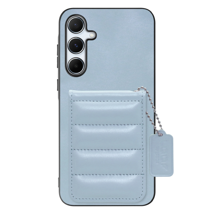 [ LOOF SWEET-SHELL CARD ] Galaxy A55 5G  スマホケース キルティング加工のカードケース付き マグネット内蔵 カード収納 本革 レザータグ＆チェーン付き パステルカラー [ Galaxy A55 5G ]