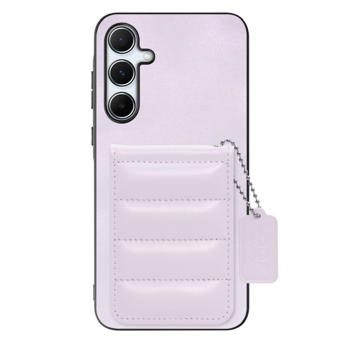 [ LOOF SWEET-SHELL CARD ] Galaxy A55 5G  スマホケース キルティング加工のカードケース付き マグネット内蔵 カード収納 本革 レザータグ＆チェーン付き パステルカラー [ Galaxy A55 5G ]