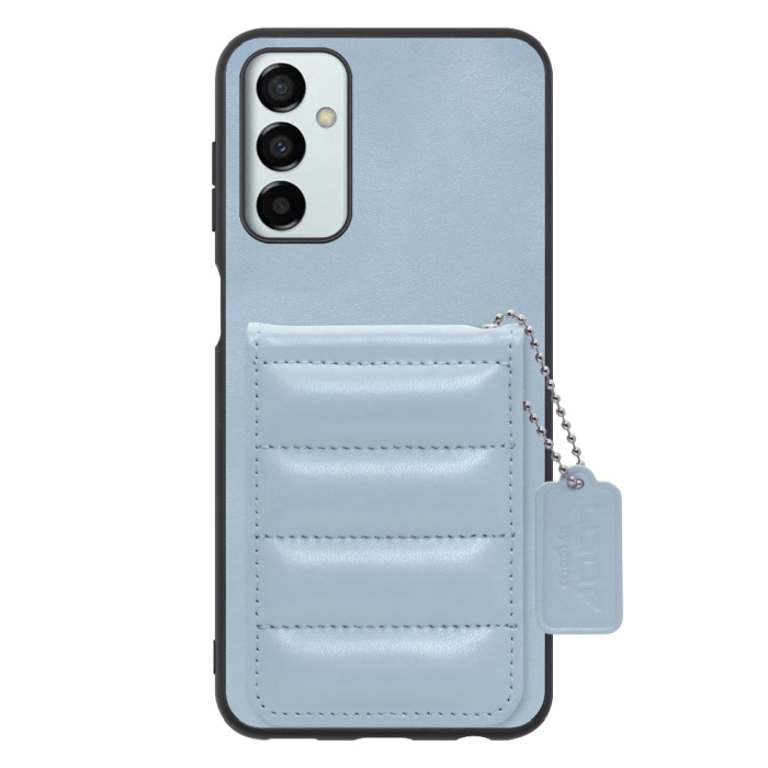 [ LOOF SWEET-SHELL CARD ] Galaxy M23 5G m235g スマホケース キルティング加工のカードケース付き マグネット内蔵 カード収納 本革 レザータグ＆チェーン付き パステルカラー [ Galaxy M23 5G ]