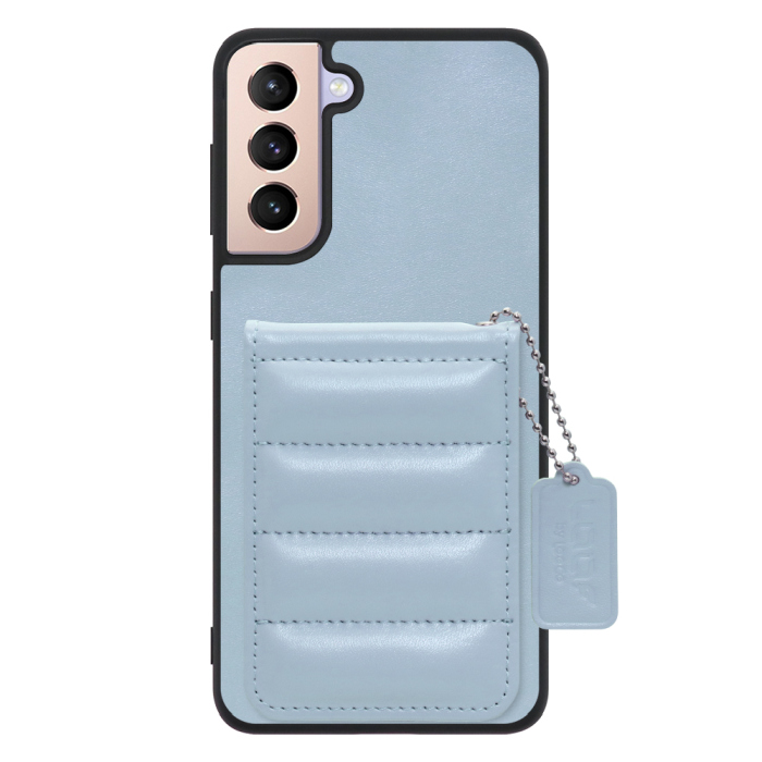 [ LOOF SWEET-SHELL CARD ] Galaxy S21+ 5G SCG10 s21plus s21 plus s21plus5g s21+5g スマホケース キルティング加工のカードケース付き マグネット内蔵 カード収納 本革 レザータグ＆チェーン付き パステルカラー [ Galaxy S21+ 5G ]