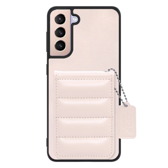 [ LOOF SWEET-SHELL CARD ] Galaxy S21+ 5G SCG10 s21plus s21 plus s21plus5g s21+5g スマホケース キルティング加工のカードケース付き マグネット内蔵 カード収納 本革 レザータグ＆チェーン付き パステルカラー [ Galaxy S21+ 5G ]