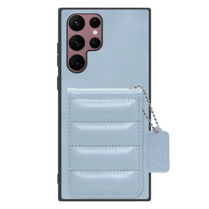 [ LOOF SWEET-SHELL CARD ] Galaxy S22 Ultra SC-52C / SCG14 s22ultra スマホケース キルティング加工のカードケース付き マグネット内蔵 カード収納 本革 レザータグ＆チェーン付き パステルカラー [ Galaxy S22 Ultra ]