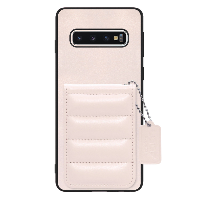 [ LOOF SWEET-SHELL CARD ] Galaxy S10 SC-03L / SCV41 galaxys10 スマホケース キルティング加工のカードケース付き マグネット内蔵 カード収納 本革 レザータグ＆チェーン付き パステルカラー [ Galaxy S10 ]