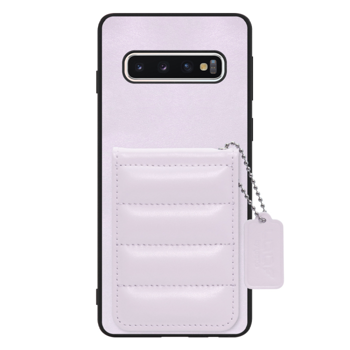 [ LOOF SWEET-SHELL CARD ] Galaxy S10 SC-03L / SCV41 galaxys10 スマホケース キルティング加工のカードケース付き マグネット内蔵 カード収納 本革 レザータグ＆チェーン付き パステルカラー [ Galaxy S10 ]