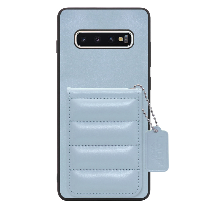 [ LOOF SWEET-SHELL CARD ] Galaxy S10+ SC-04L / SCV42 s10plus s10 plus スマホケース キルティング加工のカードケース付き マグネット内蔵 カード収納 本革 レザータグ＆チェーン付き パステルカラー [ Galaxy S10+ ]