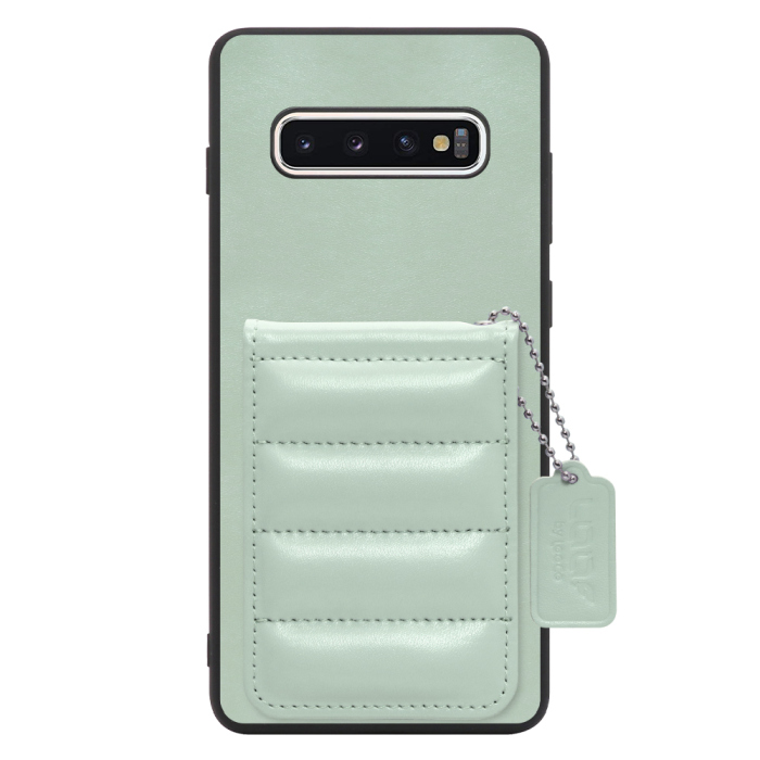 [ LOOF SWEET-SHELL CARD ] Galaxy S10+ SC-04L / SCV42 s10plus s10 plus スマホケース キルティング加工のカードケース付き マグネット内蔵 カード収納 本革 レザータグ＆チェーン付き パステルカラー [ Galaxy S10+ ]