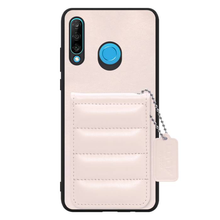 [ LOOF SWEET-SHELL CARD ] HUAWEI P30 lite / P30 lite Premium p30lite p30litepremium スマホケース キルティング加工のカードケース付き マグネット内蔵 カード収納 本革 レザータグ＆チェーン付き パステルカラー [ HUAWEI P30 lite / lite Premium ]