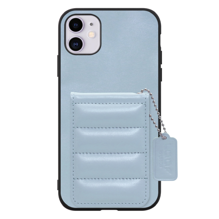 [ LOOF SWEET-SHELL CARD ] iPhone 11 iPhone11 スマホケース キルティング加工のカードケース付き マグネット内蔵 カード収納 本革 レザータグ＆チェーン付き パステルカラー [ iPhone 11 ]