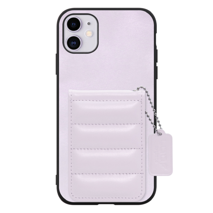 [ LOOF SWEET-SHELL CARD ] iPhone 11 iPhone11 スマホケース キルティング加工のカードケース付き マグネット内蔵 カード収納 本革 レザータグ＆チェーン付き パステルカラー [ iPhone 11 ]