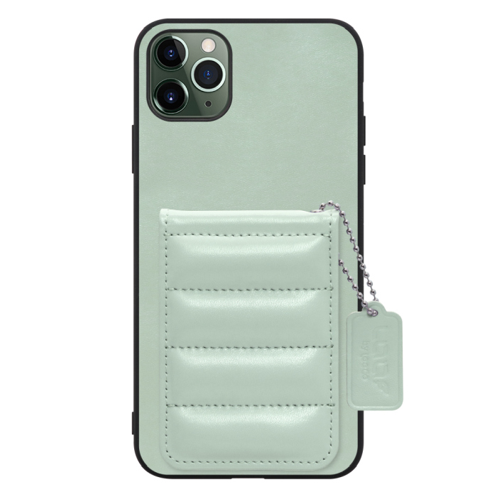 [ LOOF SWEET-SHELL CARD ] iPhone 11 Pro Max iPhone11promax 11promax 11 promax スマホケース キルティング加工のカードケース付き マグネット内蔵 カード収納 本革 レザータグ＆チェーン付き パステルカラー [ iPhone 11 Pro Max ]