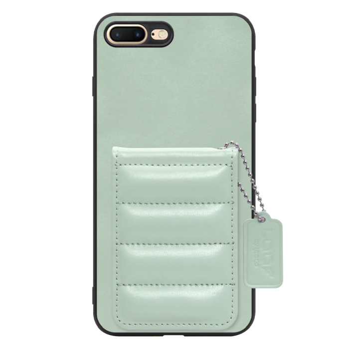 [ LOOF SWEET-SHELL CARD ] iPhone 7 Plus / 8 Plus iphone7plus iphone8plus 7plus 8plus スマホケース キルティング加工のカードケース付き マグネット内蔵 カード収納 本革 レザータグ＆チェーン付き パステルカラー [ iPhone 7 Plus / 8 Plus ]