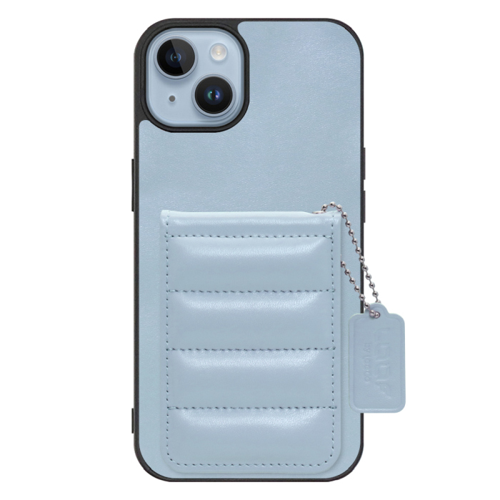 [ LOOF SWEET-SHELL CARD ] iPhone 14 iphone14 スマホケース キルティング加工のカードケース付き マグネット内蔵 カード収納 本革 レザータグ＆チェーン付き パステルカラー [ iPhone 14 ]