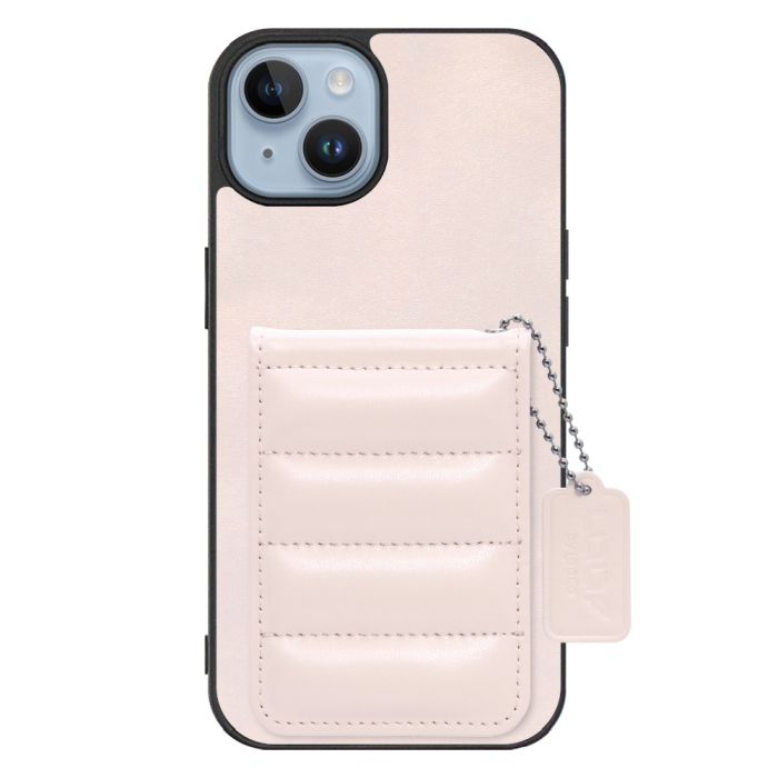 [ LOOF SWEET-SHELL CARD ] iPhone 14 iphone14 スマホケース キルティング加工のカードケース付き マグネット内蔵 カード収納 本革 レザータグ＆チェーン付き パステルカラー [ iPhone 14 ]