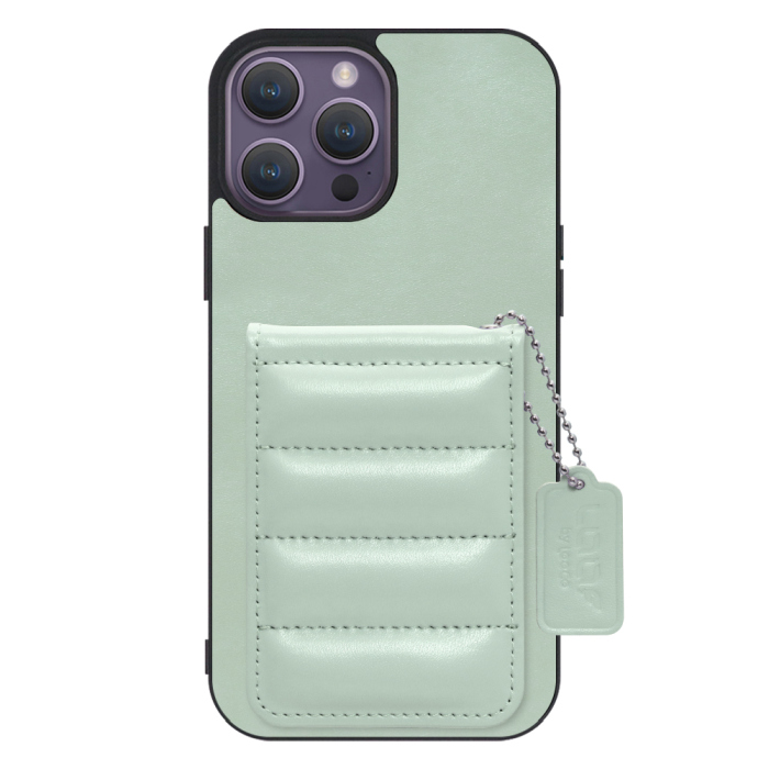 [ LOOF SWEET-SHELL CARD ] iPhone 14 Pro Max iphone14promax 14promax プロマックス スマホケース キルティング加工のカードケース付き マグネット内蔵 カード収納 本革 レザータグ＆チェーン付き パステルカラー [ iPhone 14 Pro Max ]