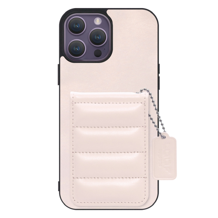 [ LOOF SWEET-SHELL CARD ] iPhone 14 Pro Max iphone14promax 14promax プロマックス スマホケース キルティング加工のカードケース付き マグネット内蔵 カード収納 本革 レザータグ＆チェーン付き パステルカラー [ iPhone 14 Pro Max ]