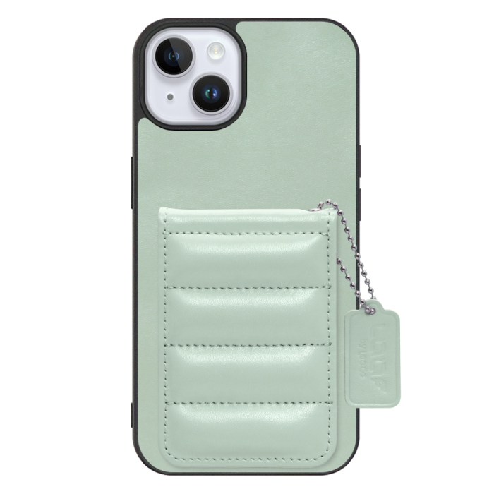 [ LOOF SWEET-SHELL CARD ] iPhone 14 Plus iphone14plus 14plus 14+ プラス スマホケース キルティング加工のカードケース付き マグネット内蔵 カード収納 本革 レザータグ＆チェーン付き パステルカラー [ iPhone 14 Plus ]