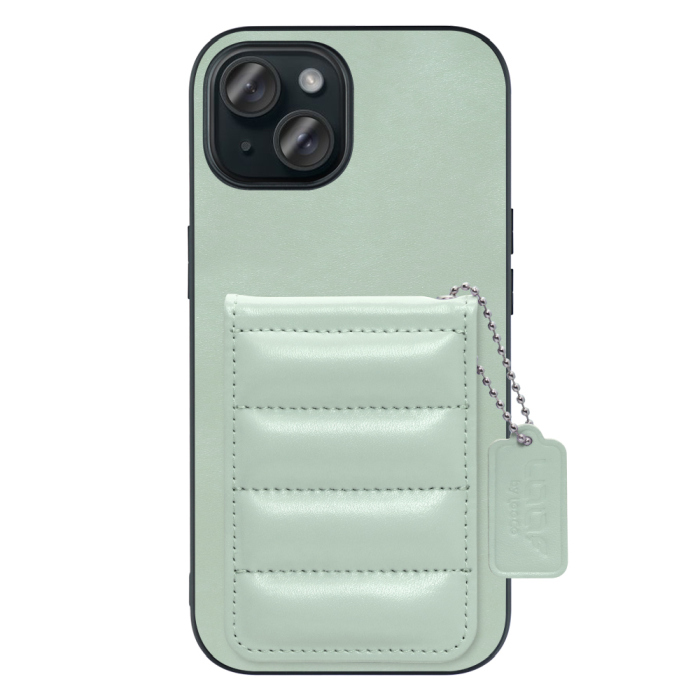 [ LOOF SWEET-SHELL CARD ] iPhone 15 iPhone15 アイフォン15 iPhone 15 アイフォン 15 スマホケース キルティング加工のカードケース付き マグネット内蔵 カード収納 本革 レザータグ＆チェーン付き パステルカラー [ iPhone 15 ]