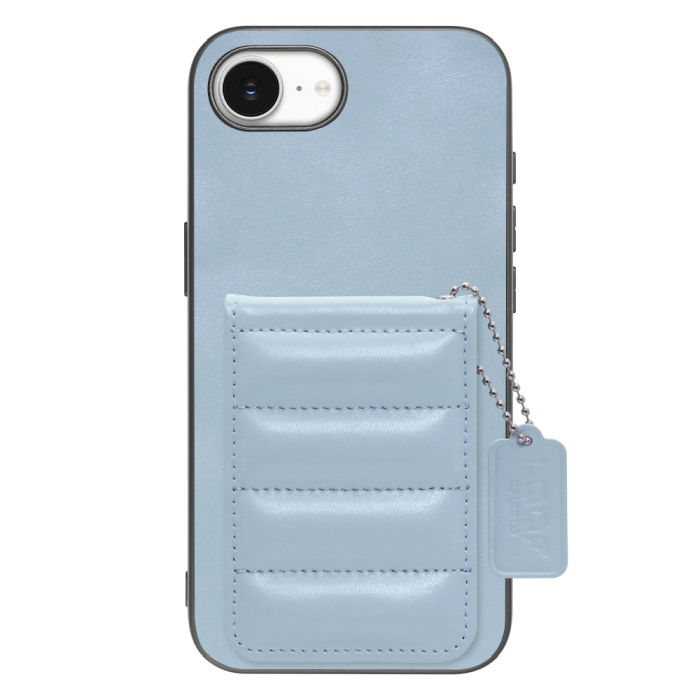 [ LOOF SWEET-SHELL CARD ] iPhone 16e  スマホケース キルティング加工のカードケース付き マグネット内蔵 カード収納 本革 レザータグ＆チェーン付き パステルカラー [ iPhone 16e ]