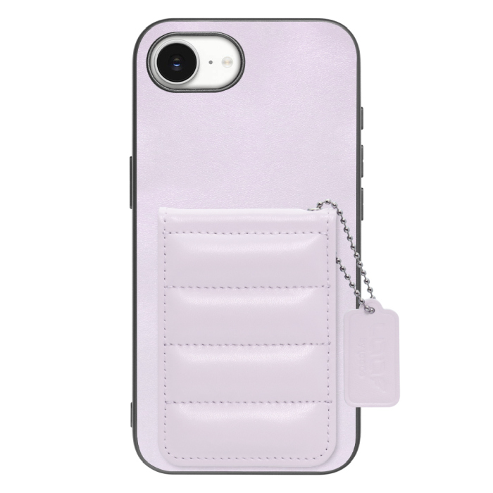 [ LOOF SWEET-SHELL CARD ] iPhone 16e  スマホケース キルティング加工のカードケース付き マグネット内蔵 カード収納 本革 レザータグ＆チェーン付き パステルカラー [ iPhone 16e ]