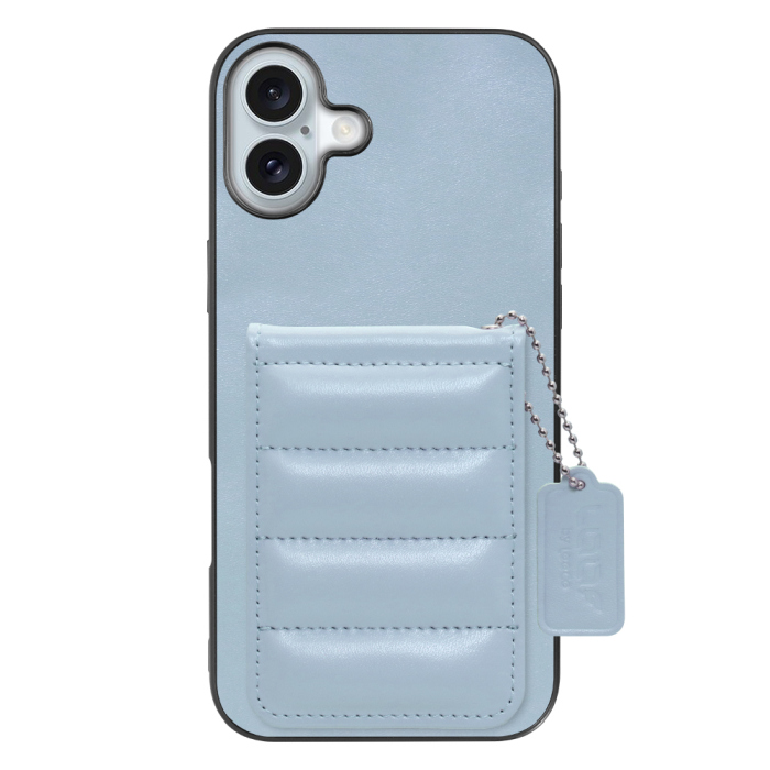 [ LOOF SWEET-SHELL CARD ] iPhone 16 Plus iPhone16 Plus アイフォン16 プラス  スマホケース キルティング加工のカードケース付き マグネット内蔵 カード収納 本革 レザータグ＆チェーン付き パステルカラー [ iPhone 16 Plus ]