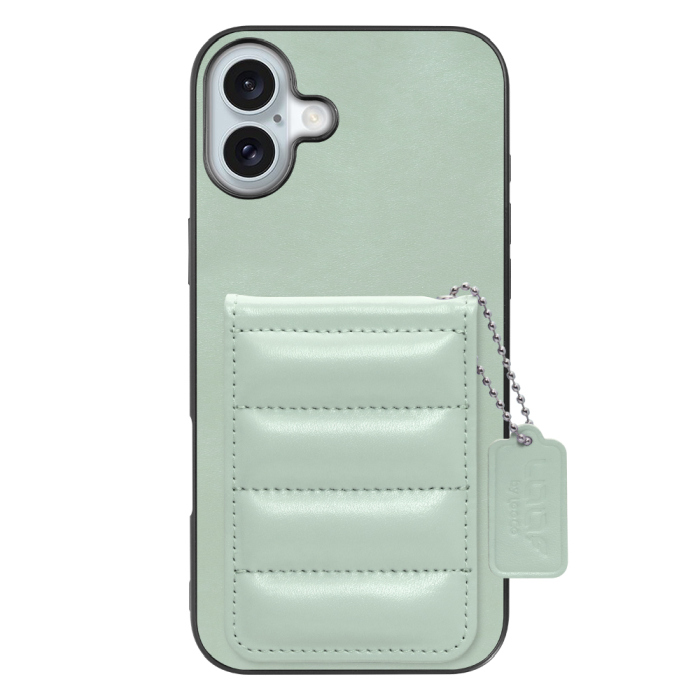 [ LOOF SWEET-SHELL CARD ] iPhone 16 Plus iPhone16 Plus アイフォン16 プラス  スマホケース キルティング加工のカードケース付き マグネット内蔵 カード収納 本革 レザータグ＆チェーン付き パステルカラー [ iPhone 16 Plus ]