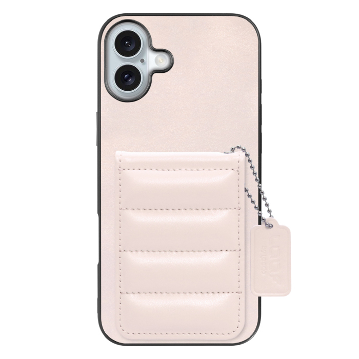 [ LOOF SWEET-SHELL CARD ] iPhone 16 Plus iPhone16 Plus アイフォン16 プラス  スマホケース キルティング加工のカードケース付き マグネット内蔵 カード収納 本革 レザータグ＆チェーン付き パステルカラー [ iPhone 16 Plus ]