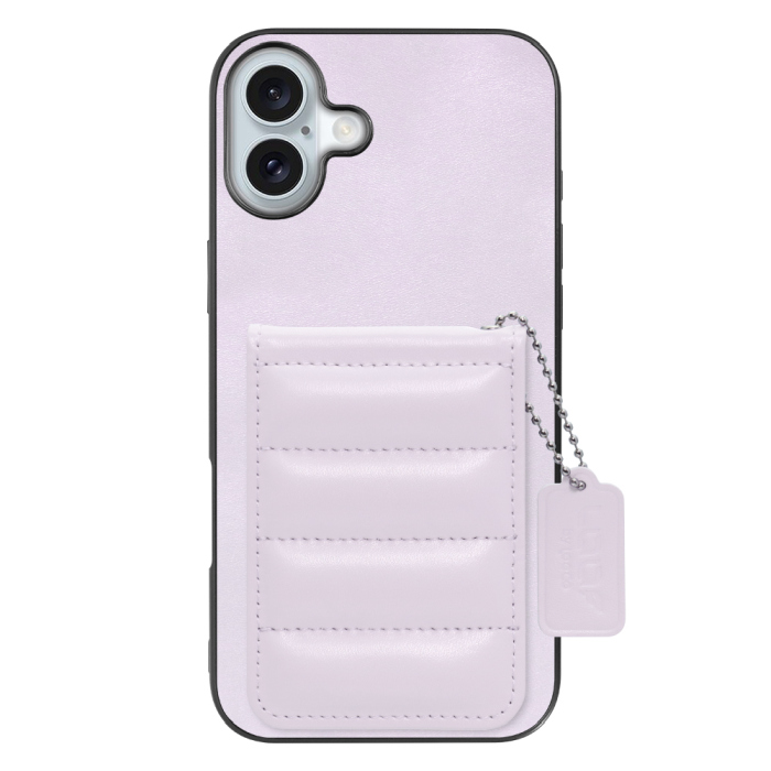 [ LOOF SWEET-SHELL CARD ] iPhone 16 Plus iPhone16 Plus アイフォン16 プラス  スマホケース キルティング加工のカードケース付き マグネット内蔵 カード収納 本革 レザータグ＆チェーン付き パステルカラー [ iPhone 16 Plus ]