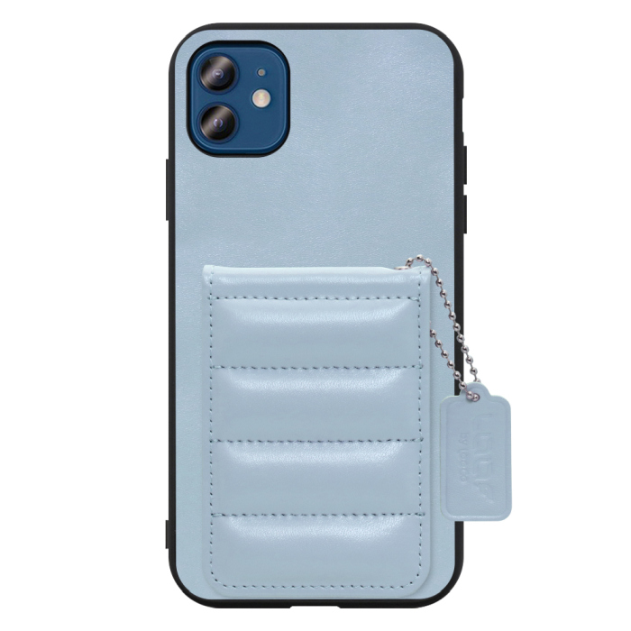 [ LOOF SWEET-SHELL CARD ] iPhone 12 / 12 Pro iphone12 iphone12pro 12pro 12プロ スマホケース キルティング加工のカードケース付き マグネット内蔵 カード収納 本革 レザータグ＆チェーン付き パステルカラー [ iPhone 12 / 12 Pro ]