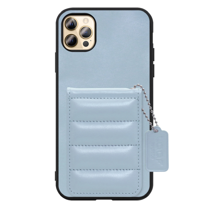 [ LOOF SWEET-SHELL CARD ] iPhone 12 Pro Max iphone12promax 12promax 12プロマックス スマホケース キルティング加工のカードケース付き マグネット内蔵 カード収納 本革 レザータグ＆チェーン付き パステルカラー [ iPhone 12 Pro Max ]